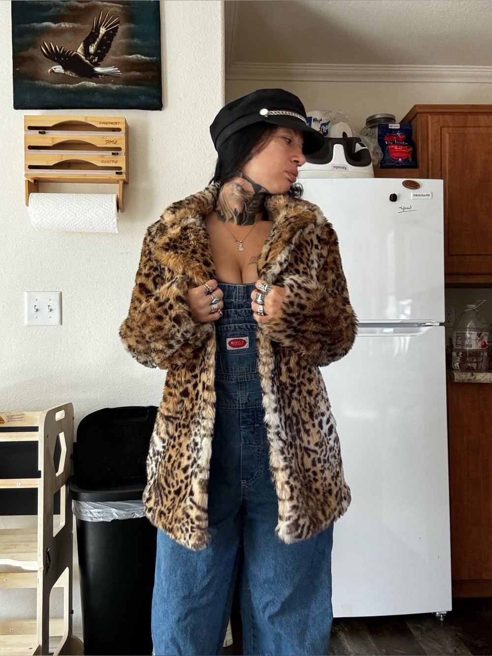 Funky Faux Leopard Print Fur Coat - Women's Animal Print Jacket
